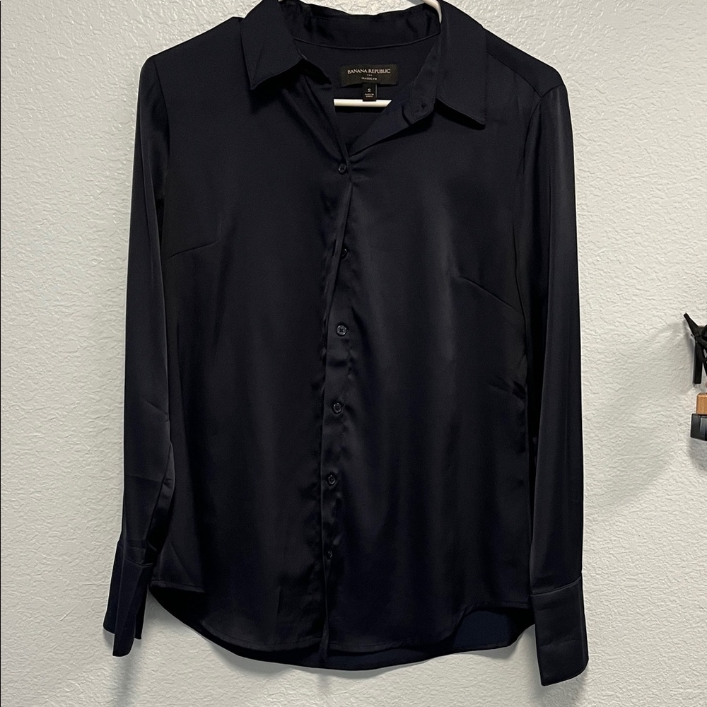 Banana Republic Navy Satin Blouse